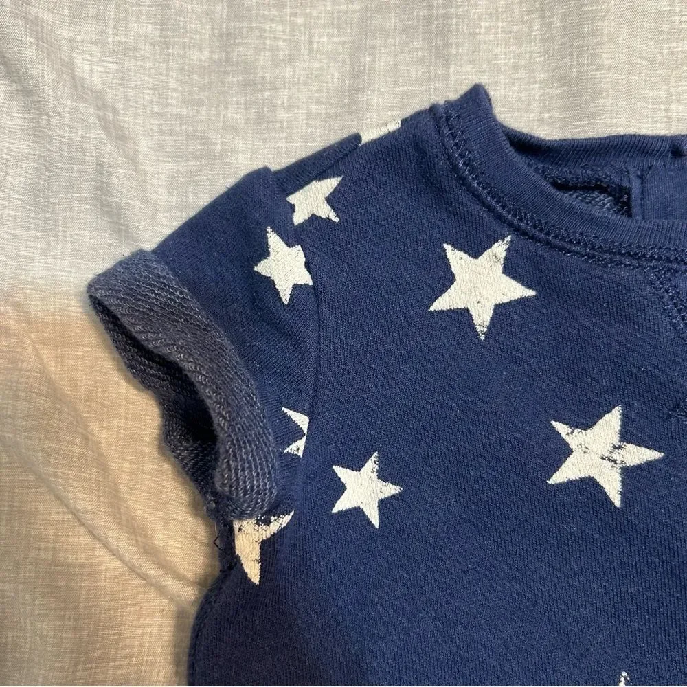Ralph Lauren Baby Navy White Star Print Ruffle Dress 12 Months USA Americana